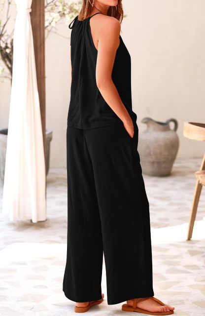 Women's Hollow Suspender Top Wide Leg Pants Set（Buy 2 Free Shipping）