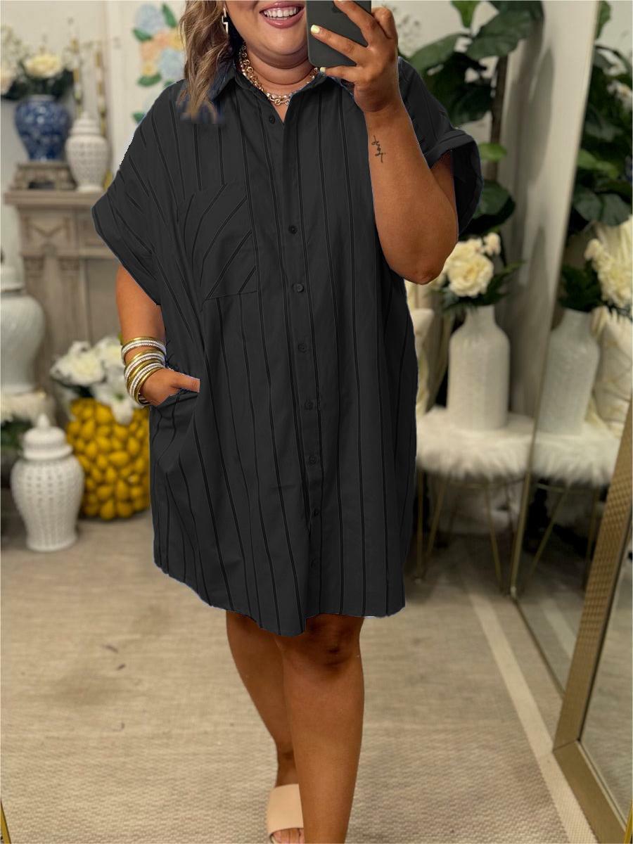 Women's Striped Button Down Shirt Dress (Buy 2 Free Shipping)