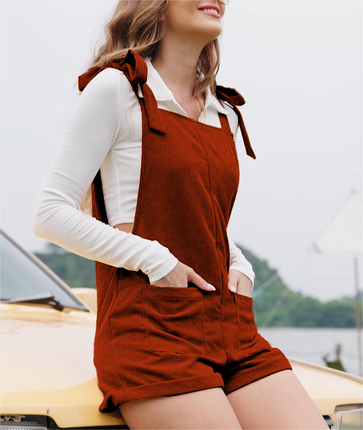 Women's Corduroy Lace-Up Jumpsuit
