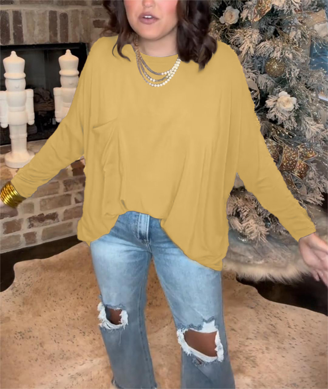 Ladies Loose Round Neck Long Sleeve Top（Buy 2 Free Shipping）