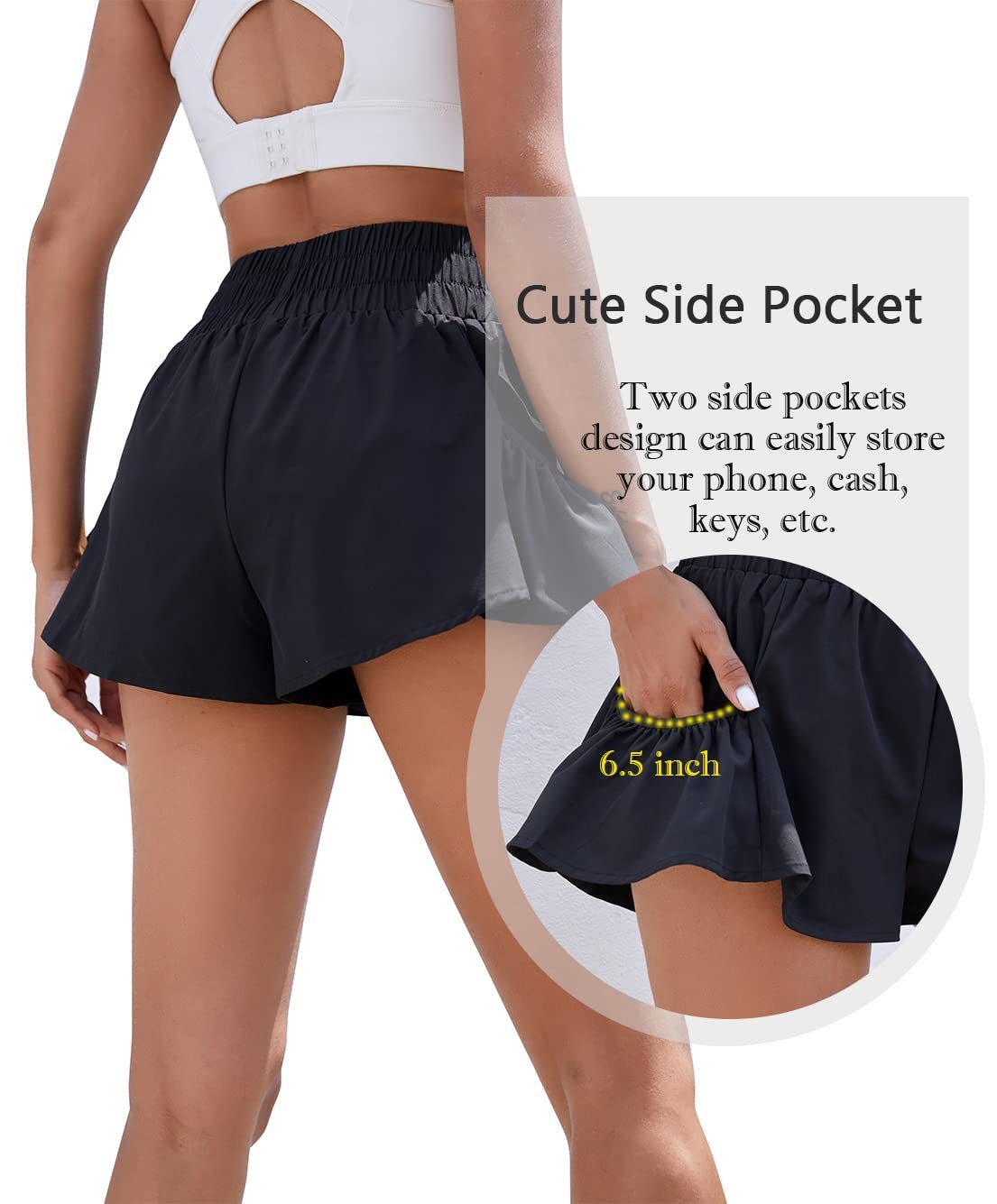 Women's Sports High Waist Shorts With Pockets