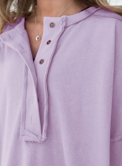 Women's Casual Short Sleeve Henley Neck T-Shirt