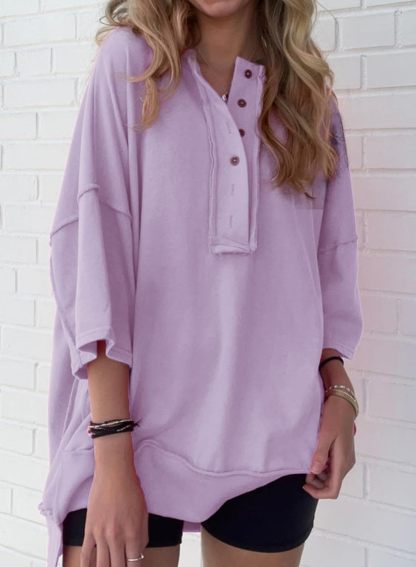 Women's Casual Short Sleeve Henley Neck T-Shirt