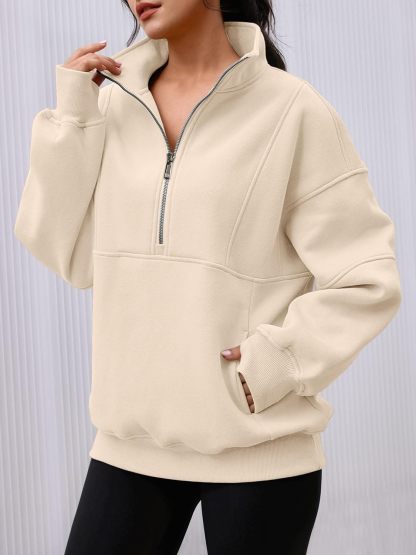 Women's Half Zip Oversized Sweatshirt（Buy 2 Free Shipping）
