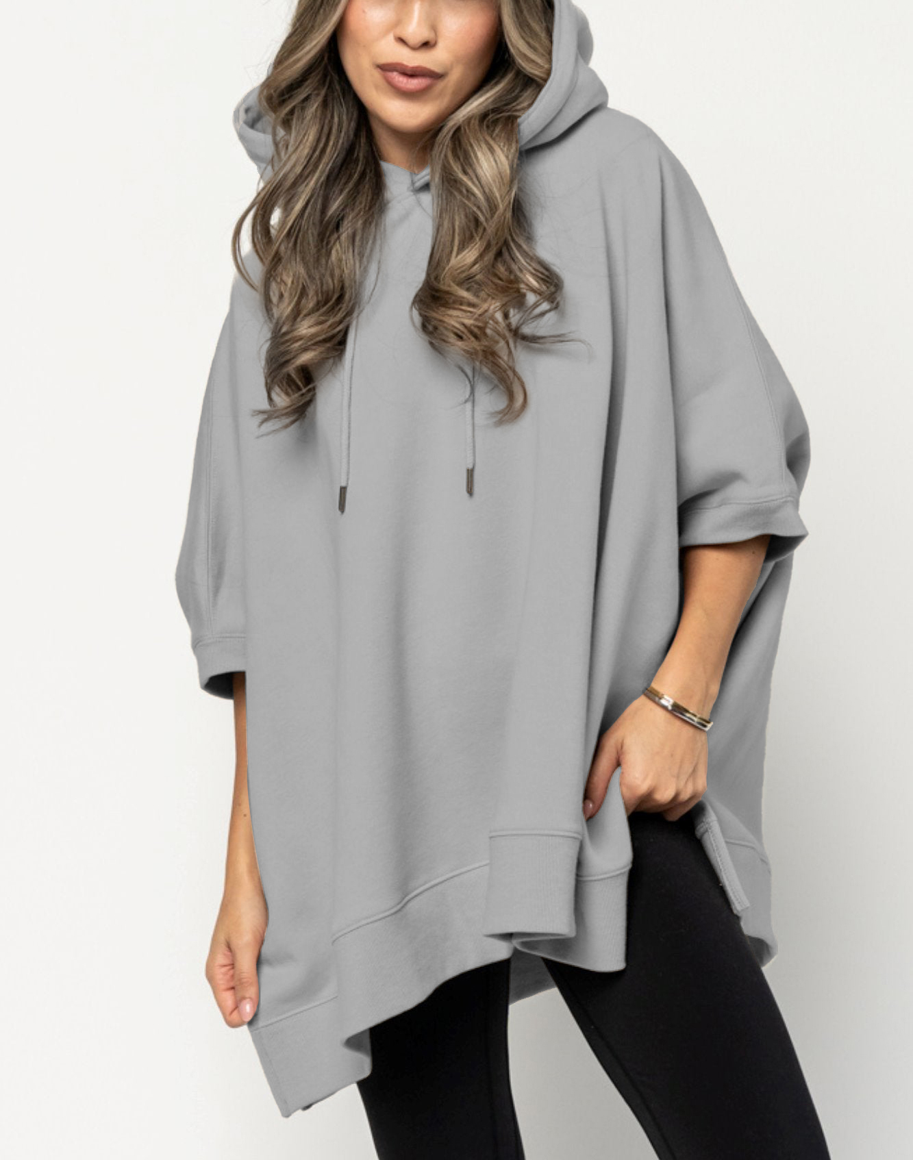 Women's Short Sleeve Side Slit Hoodie（Buy 2 Free Shipping)