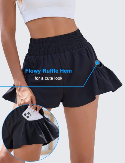 Women's Sports High Waist Shorts With Pockets
