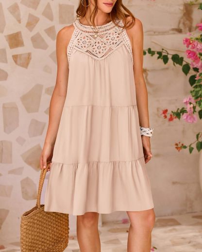 Women's Summer Hollow Halter Sleeveless A-Line Dress(Buy 2 Free Shipping)