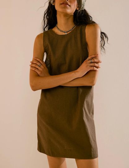 Women's Round Neck Sleeveless Backless Mini Dress（Buy 2 Free Shipping）