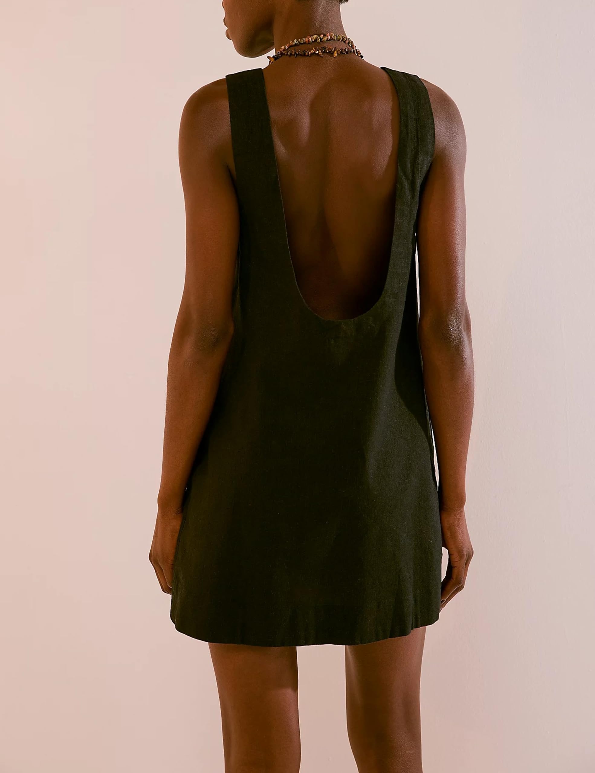 Women's Round Neck Sleeveless Backless Mini Dress（Buy 2 Free Shipping）