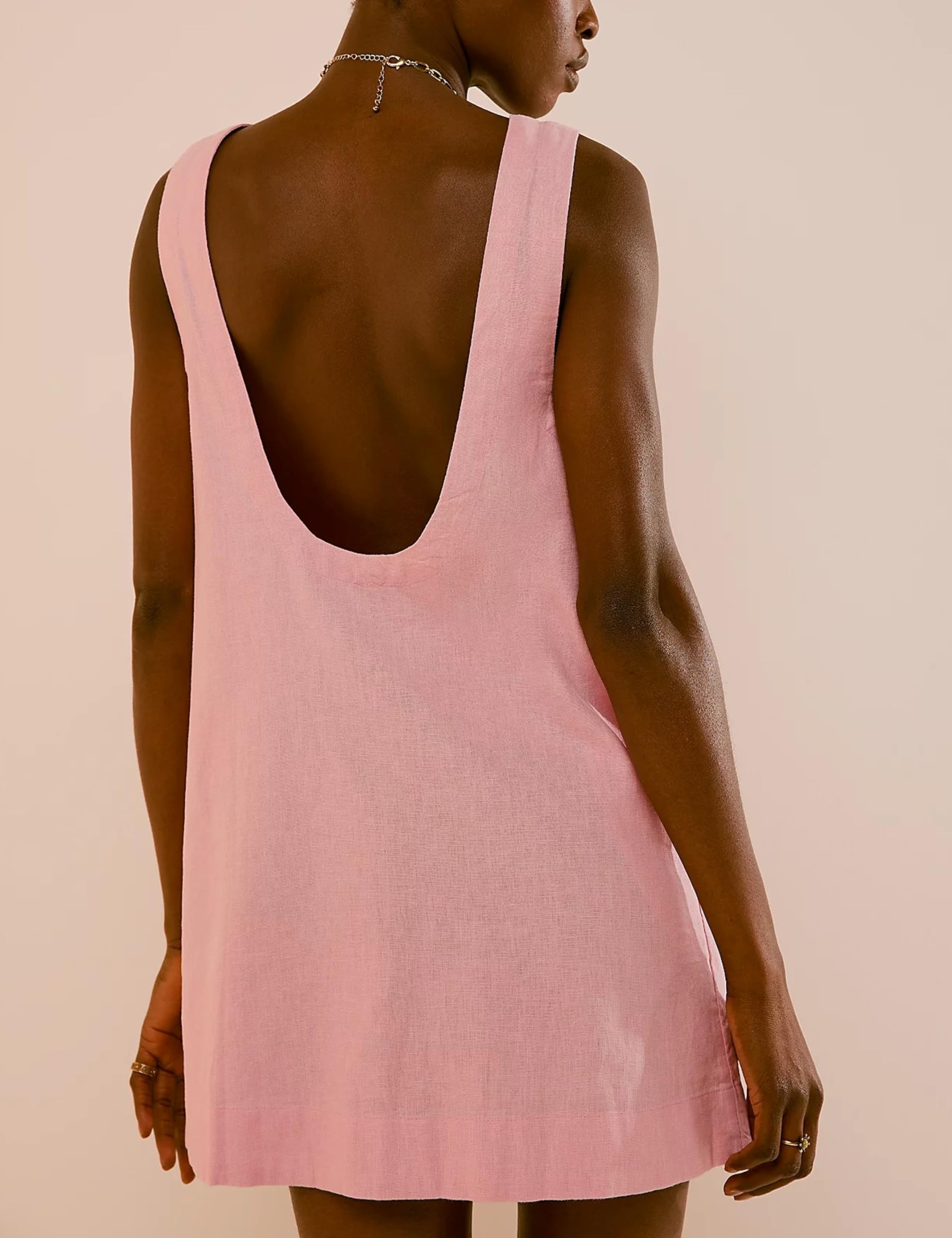 Women's Round Neck Sleeveless Backless Mini Dress（Buy 2 Free Shipping）