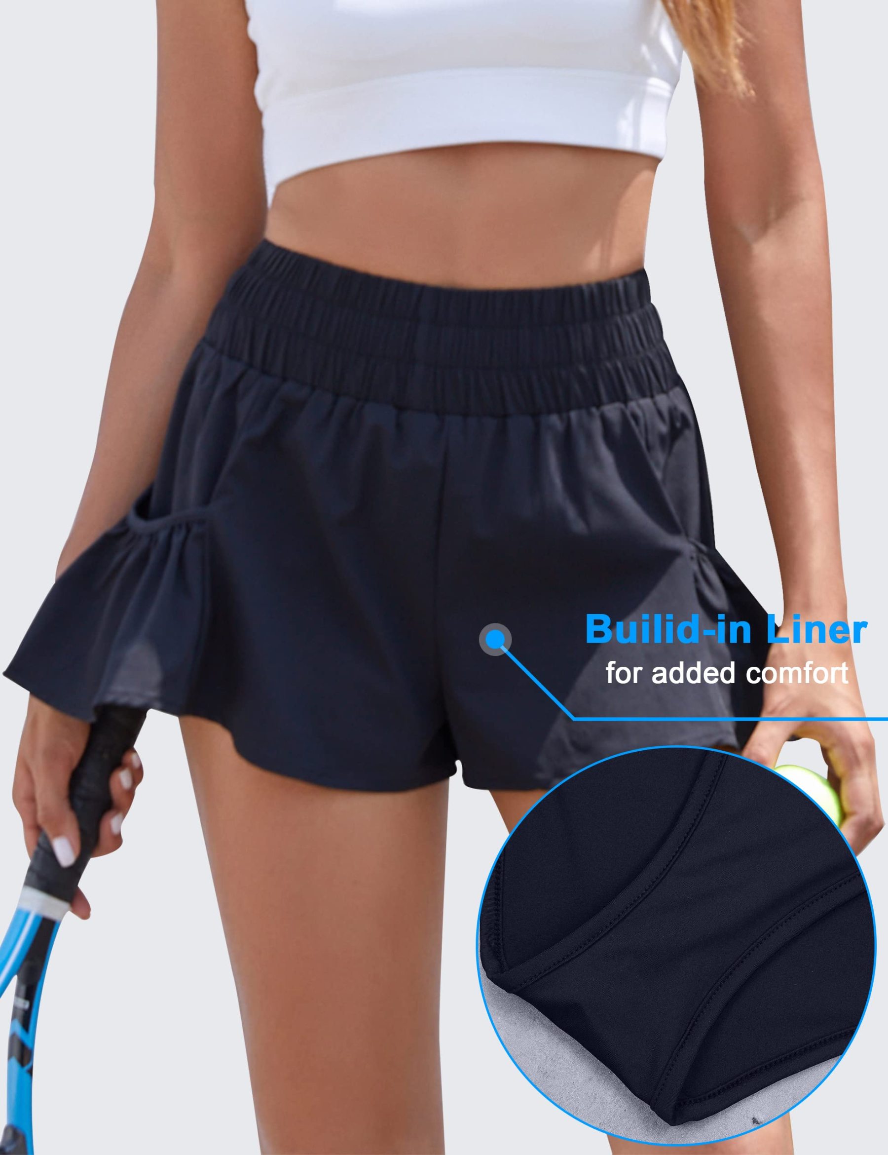 Women's Sports High Waist Shorts With Pockets