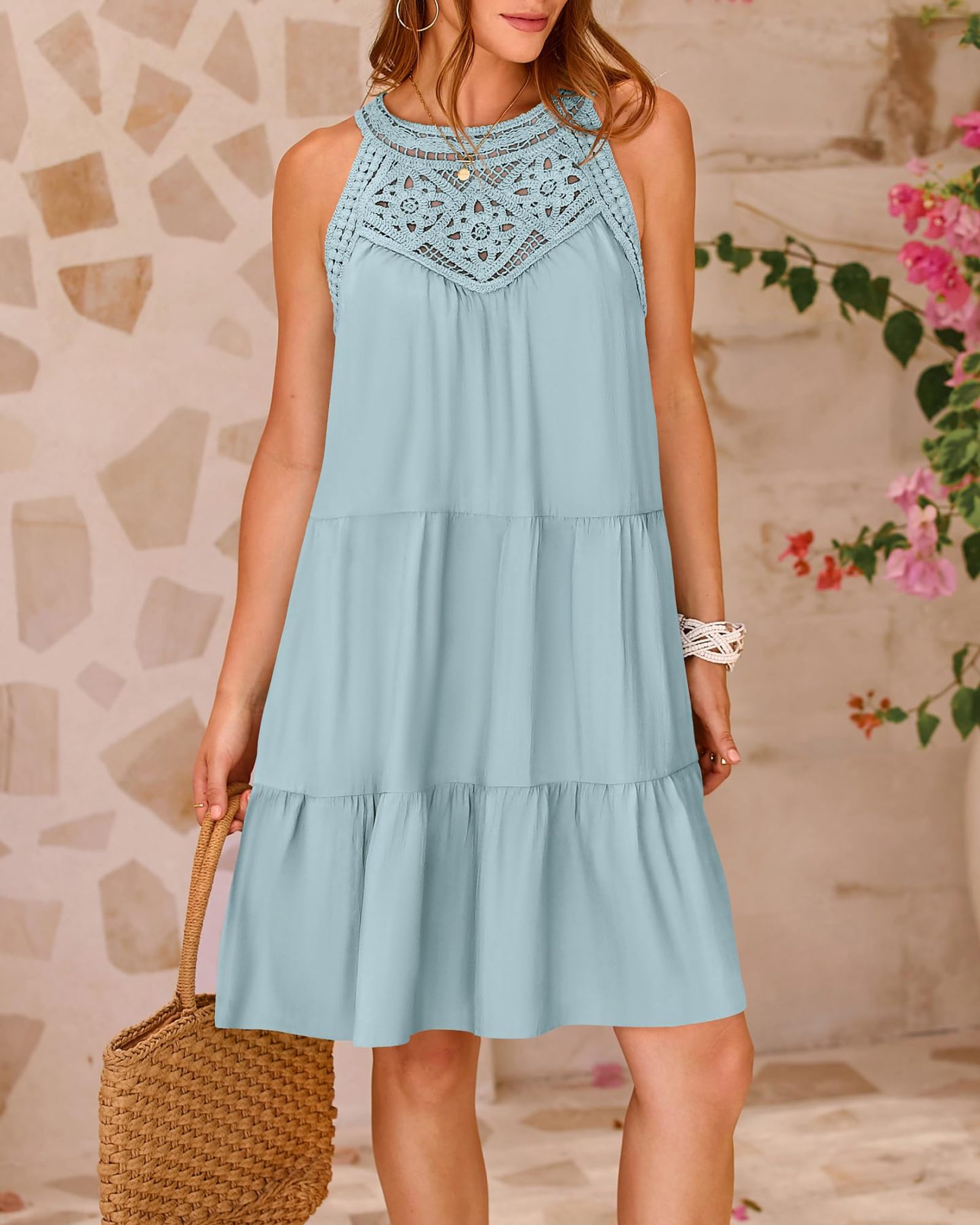 Women's Summer Hollow Halter Sleeveless A-Line Dress(Buy 2 Free Shipping)