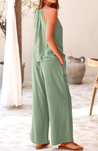 Women's Hollow Suspender Top Wide Leg Pants Set（Buy 2 Free Shipping）