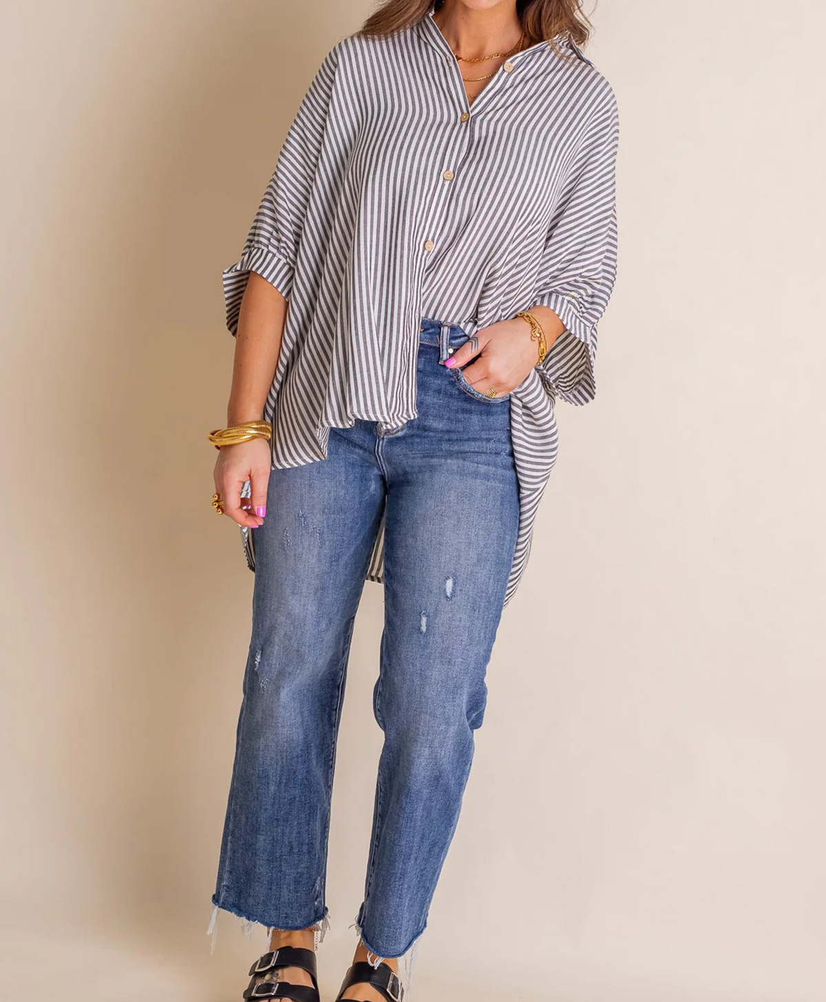 2024 New Oversized Striped Loose Button-down Shirt(Buy 2 10% OFF)