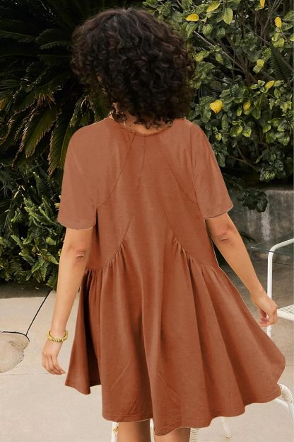Women's Short Sleeve Loose V Neck Swing Sundress