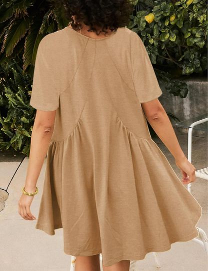 Women's Short Sleeve Loose V Neck Swing Sundress