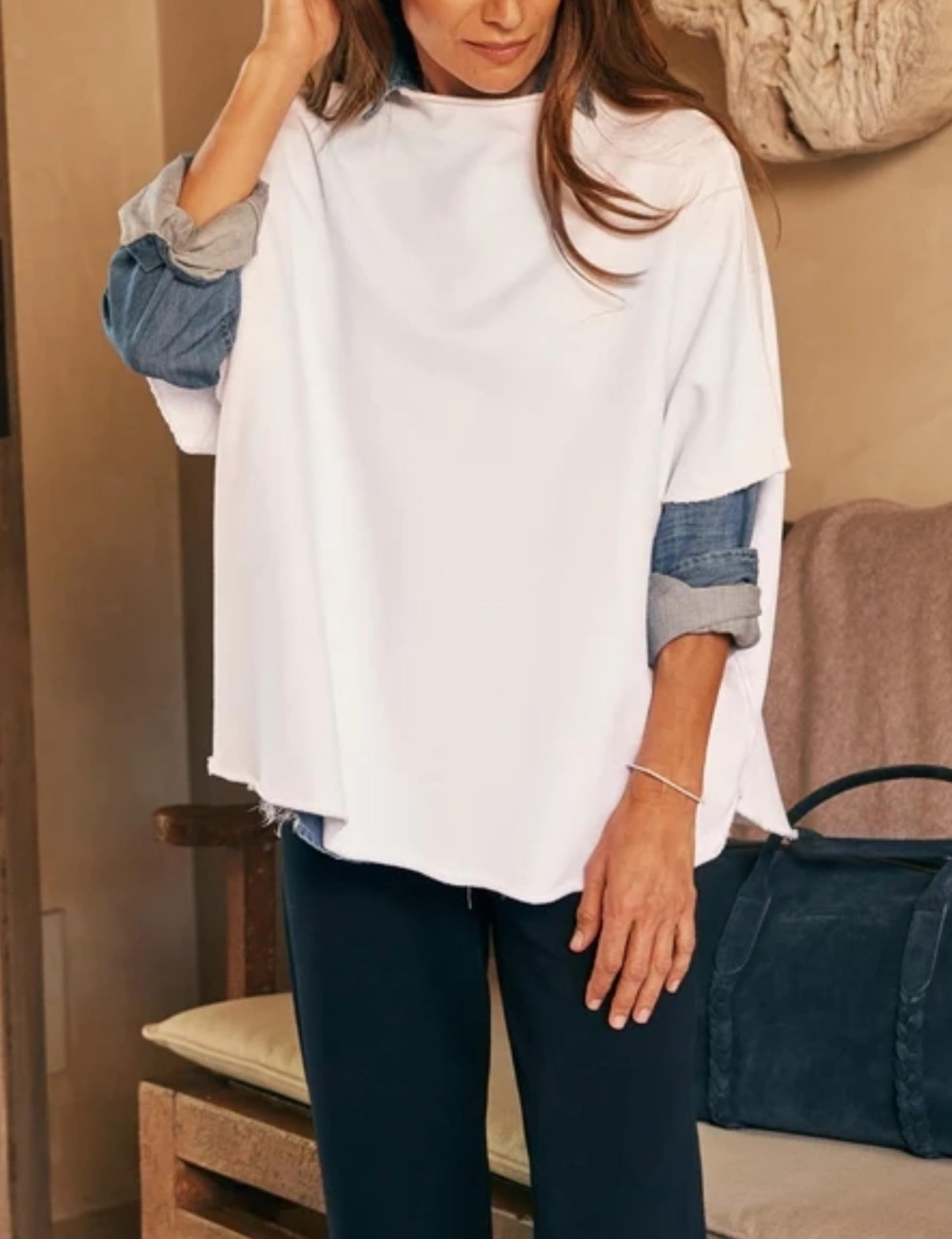 Women's Funnel Neck 3/4 Batwing Sleeve Pullover(Buy 3 Free Shipping)