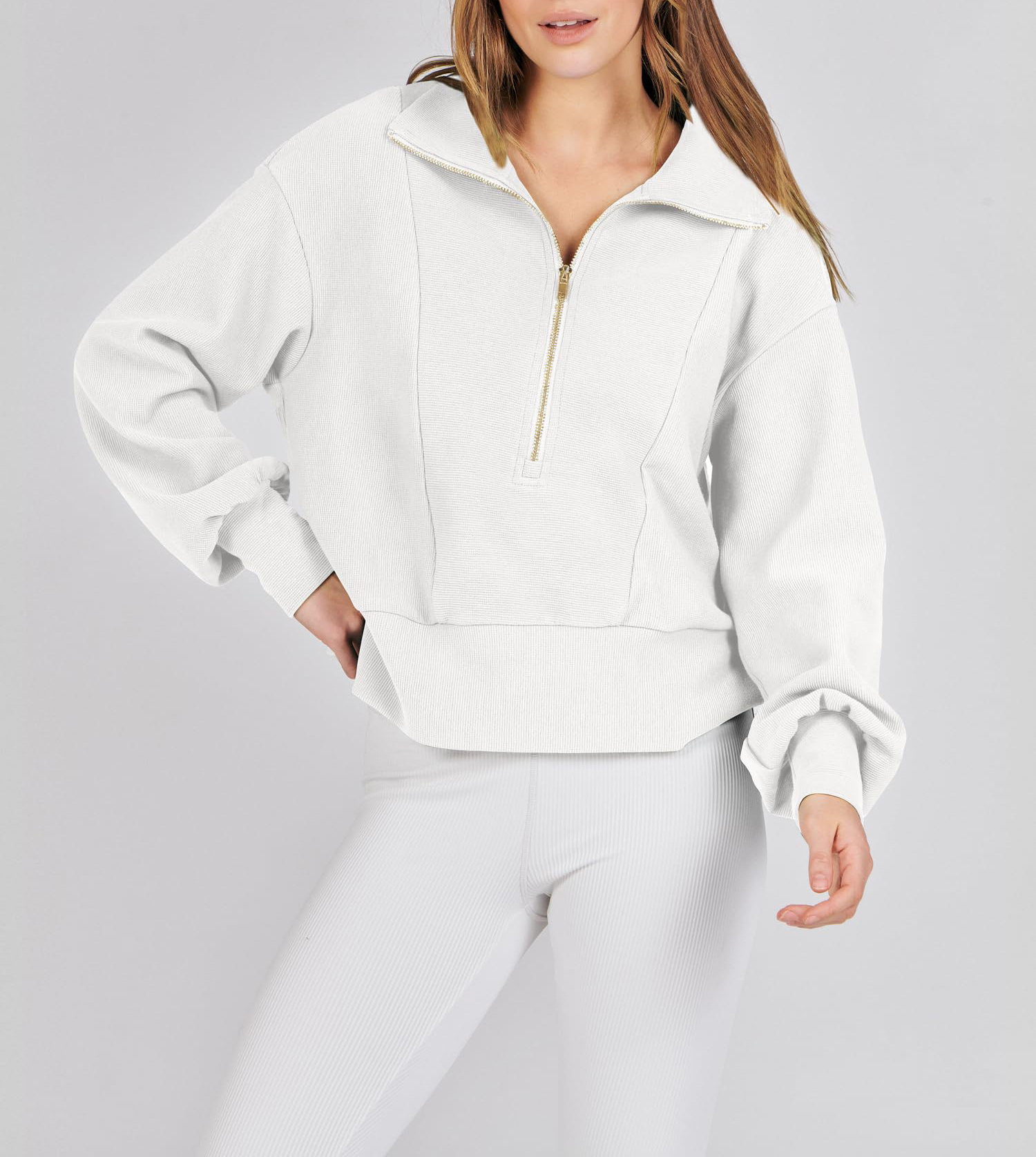 Women's Half Zip Cropped Sweatshirt(Buy 2 Free Shipping)