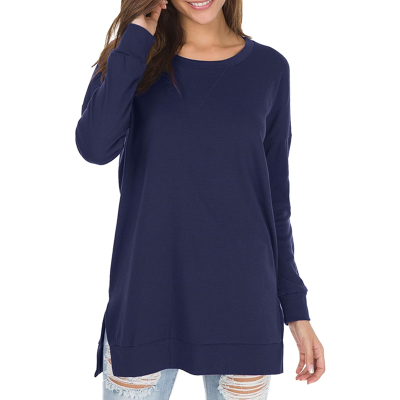 Women's long sleeve side slit loose top(Buy 3 Free Shipping)