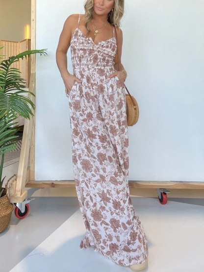 Floral Suspender Wide-leg Jumpsuit (Buy 2 Free Shipping)