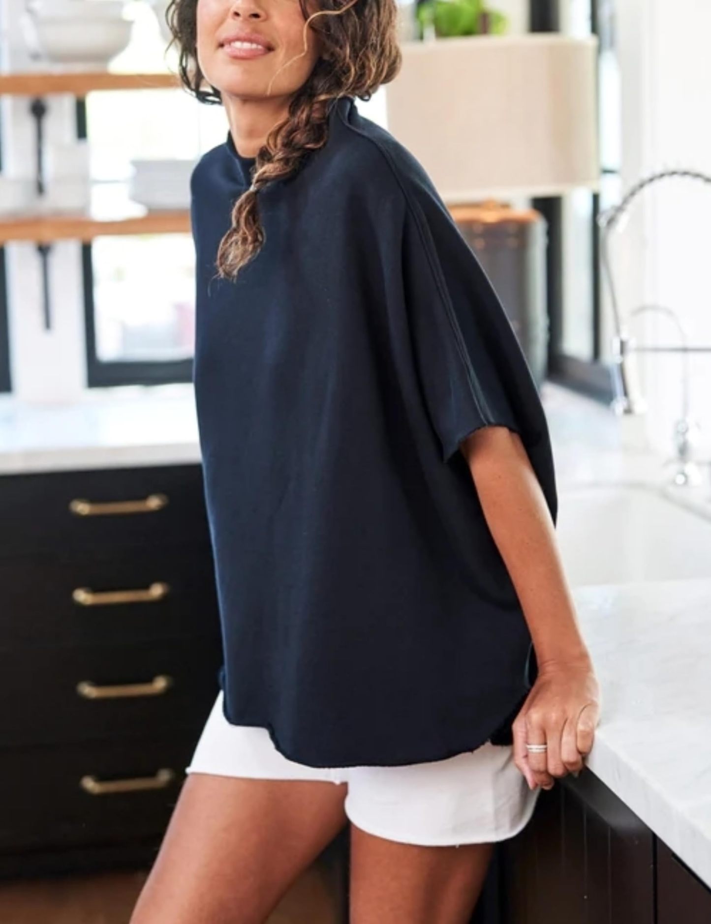 Women's Funnel Neck 3/4 Batwing Sleeve Pullover(Buy 3 Free Shipping)