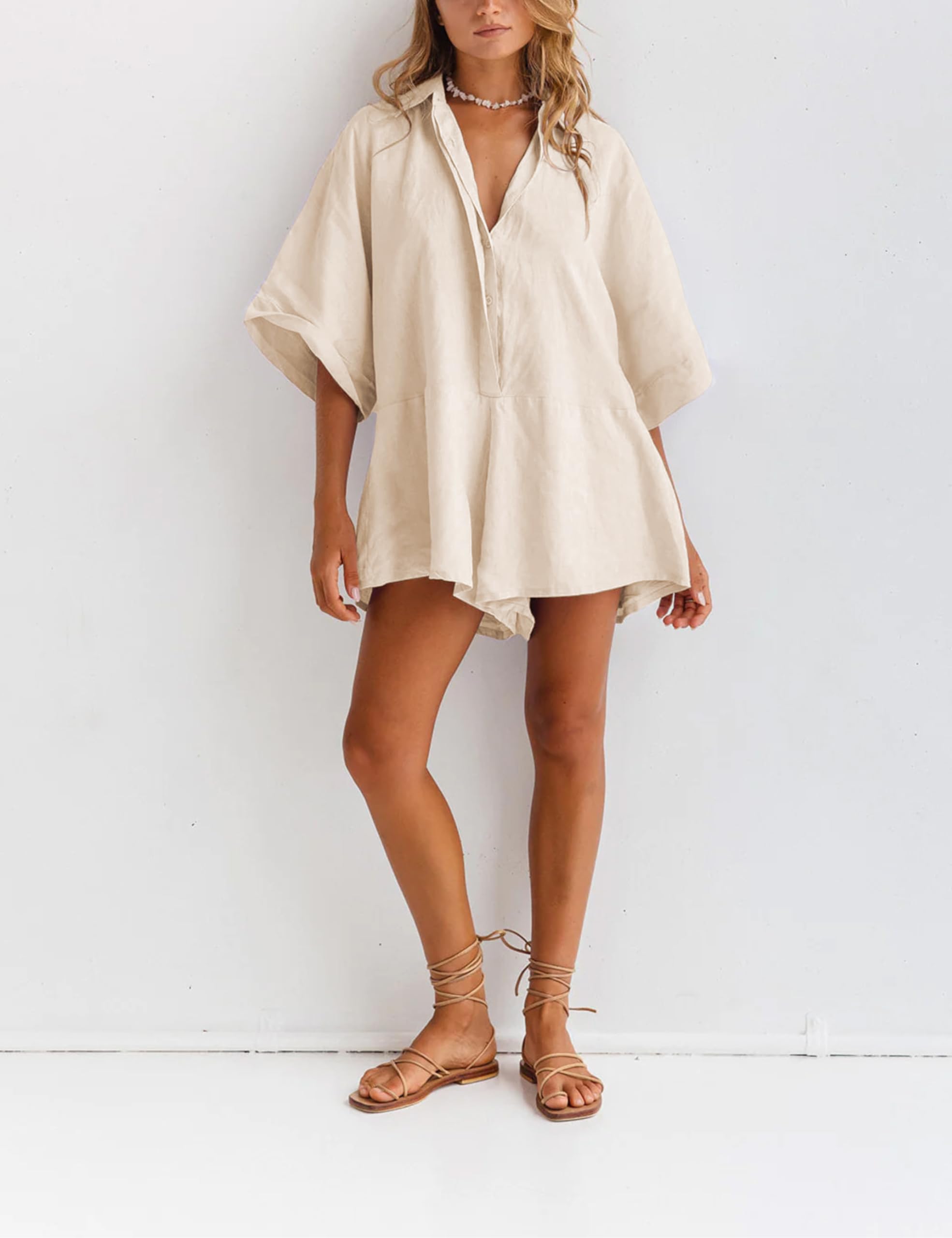 Women's V-neck Half-button Jumpsuit（Buy 2 Free Shipping）