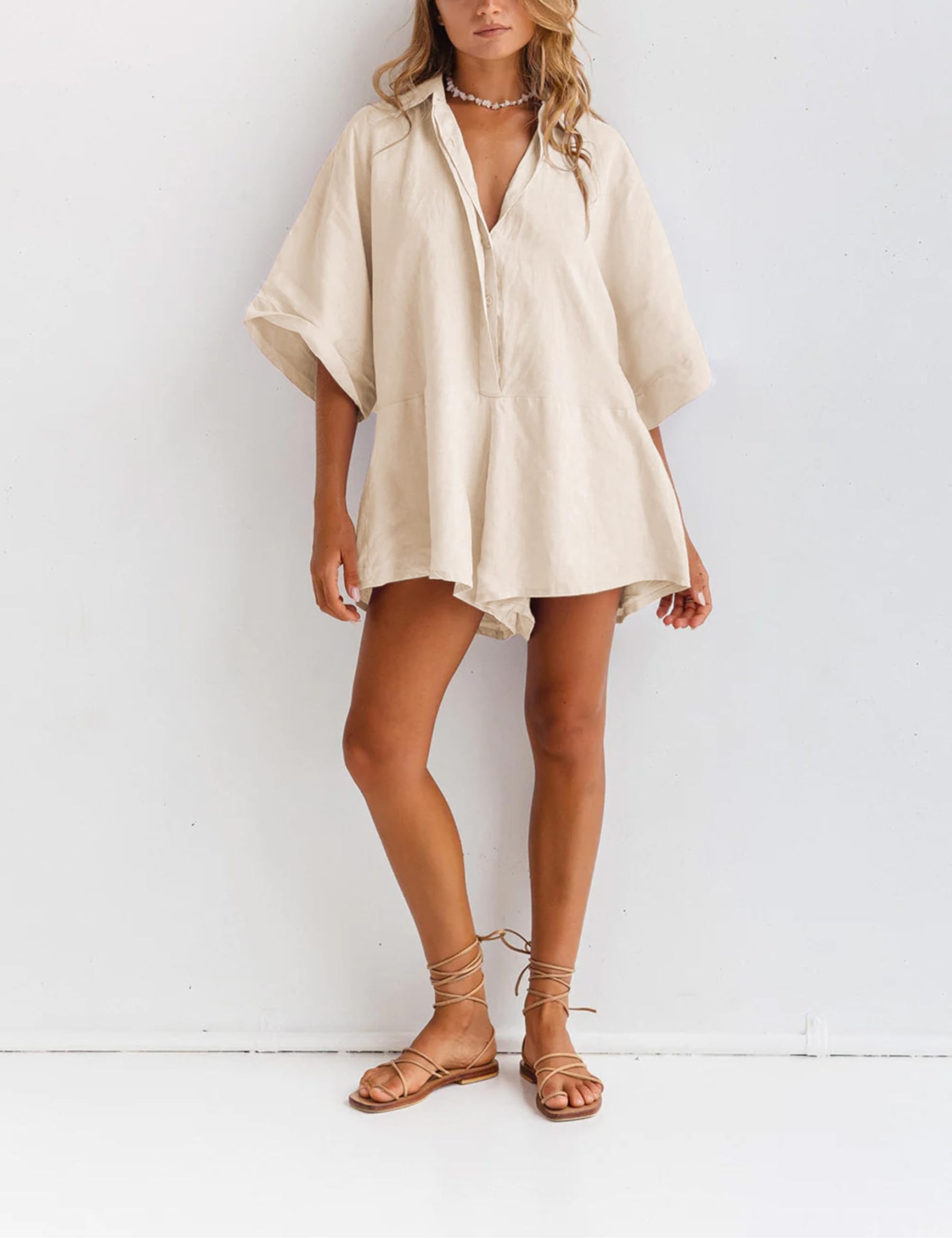 Women's V-neck Half-button Jumpsuit（Buy 2 Free Shipping）