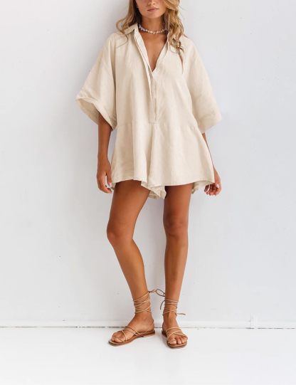 Women's V-neck Half-button Jumpsuit（Buy 2 Free Shipping）