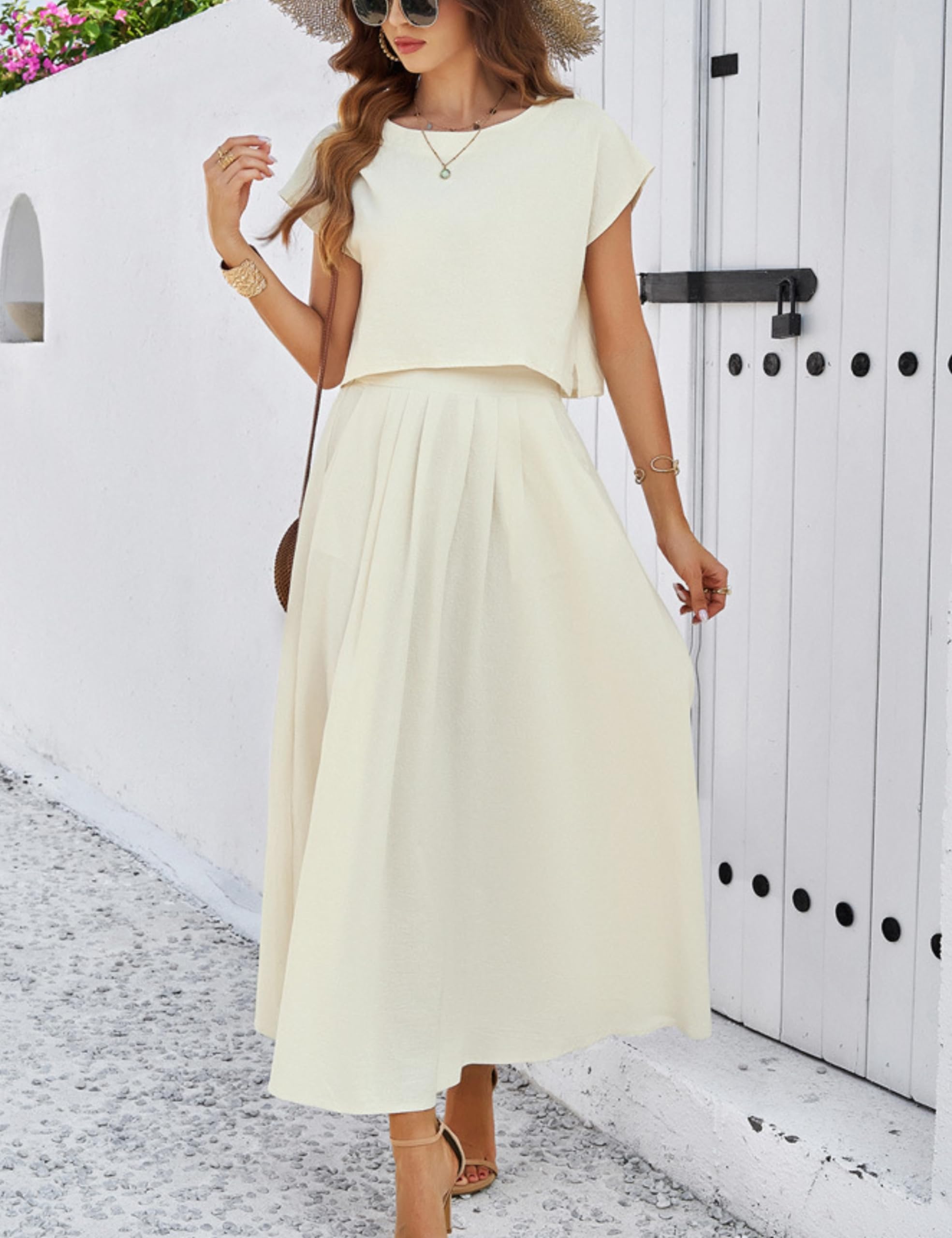 Women's Cap Sleeve Top Long Dress Set(Buy 2 Free Shipping)