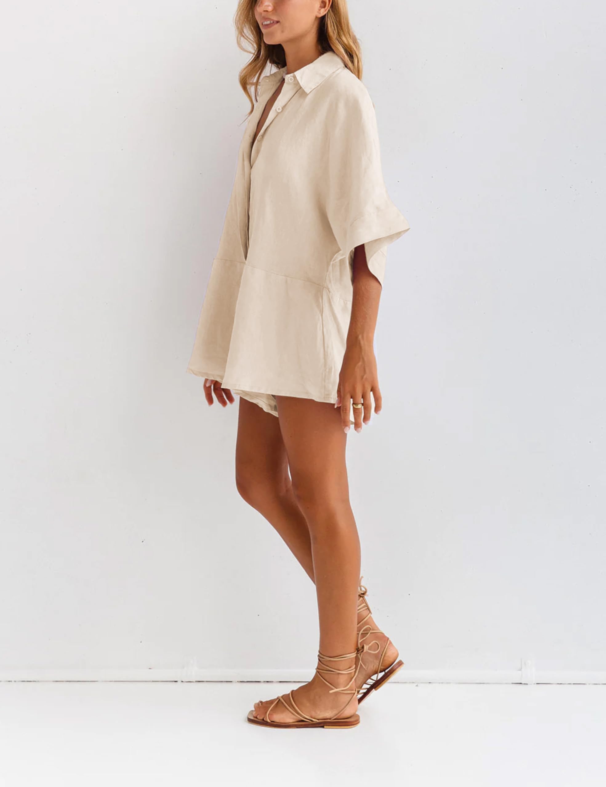 Women's V-neck Half-button Jumpsuit（Buy 2 Free Shipping）