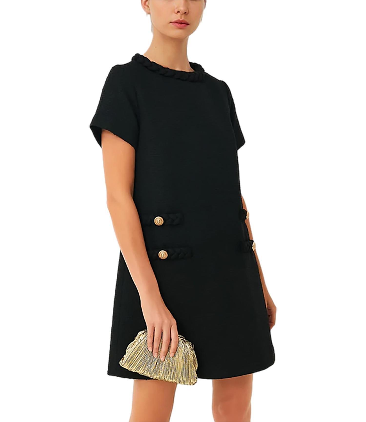 Women's Tweed Round Neck Short Sleeve Dress（Buy 2 free shipping）