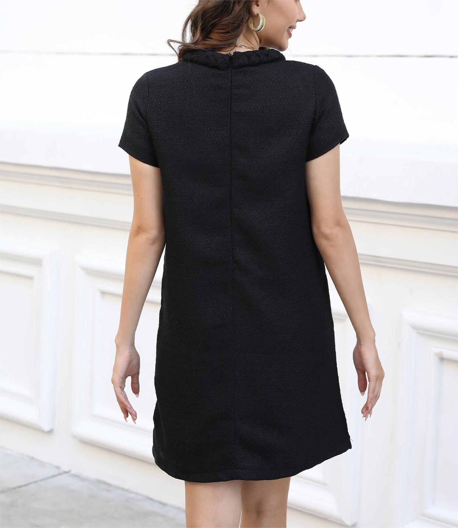 Women's Tweed Round Neck Short Sleeve Dress（buy 2 free shipping）