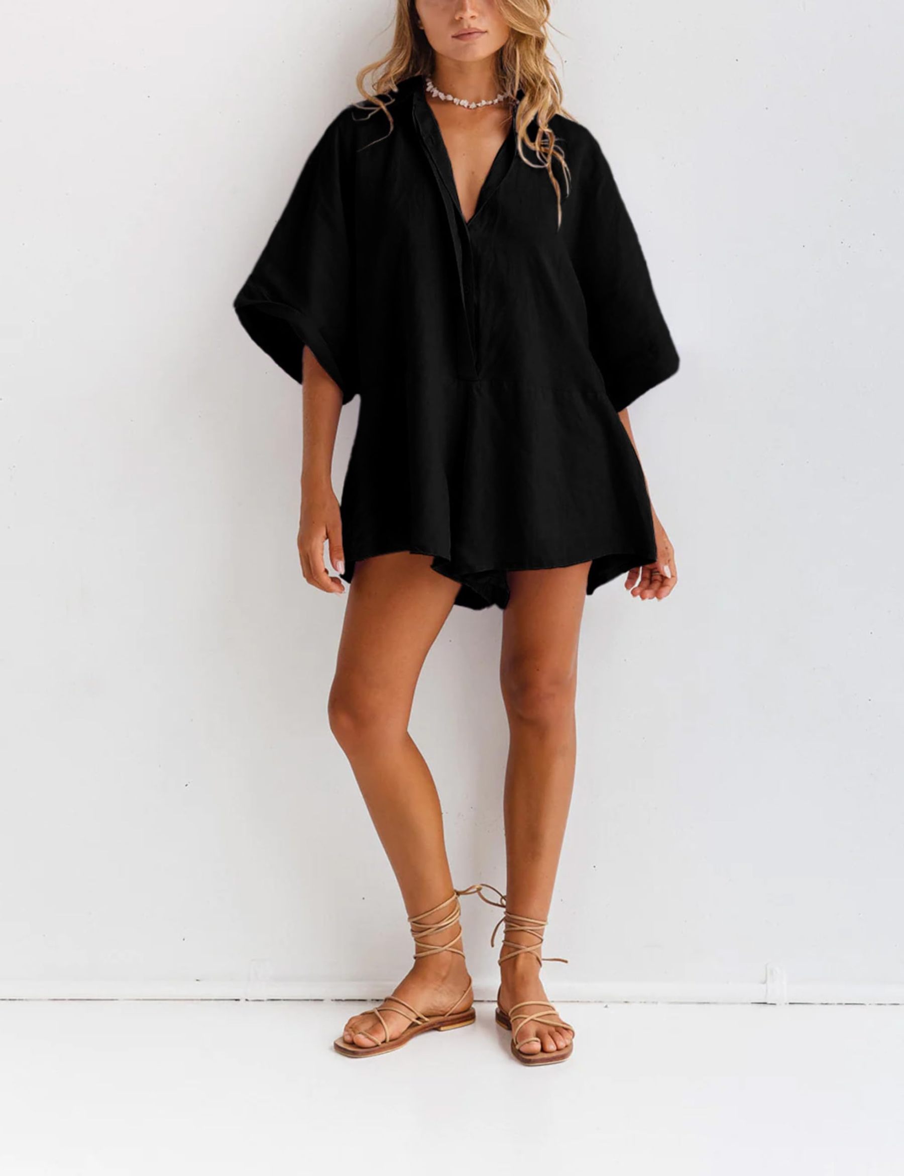 Women's V-neck Half-button Jumpsuit（Buy 2 Free Shipping）