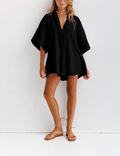 Women's V-neck Half-button Jumpsuit（Buy 2 Free Shipping）