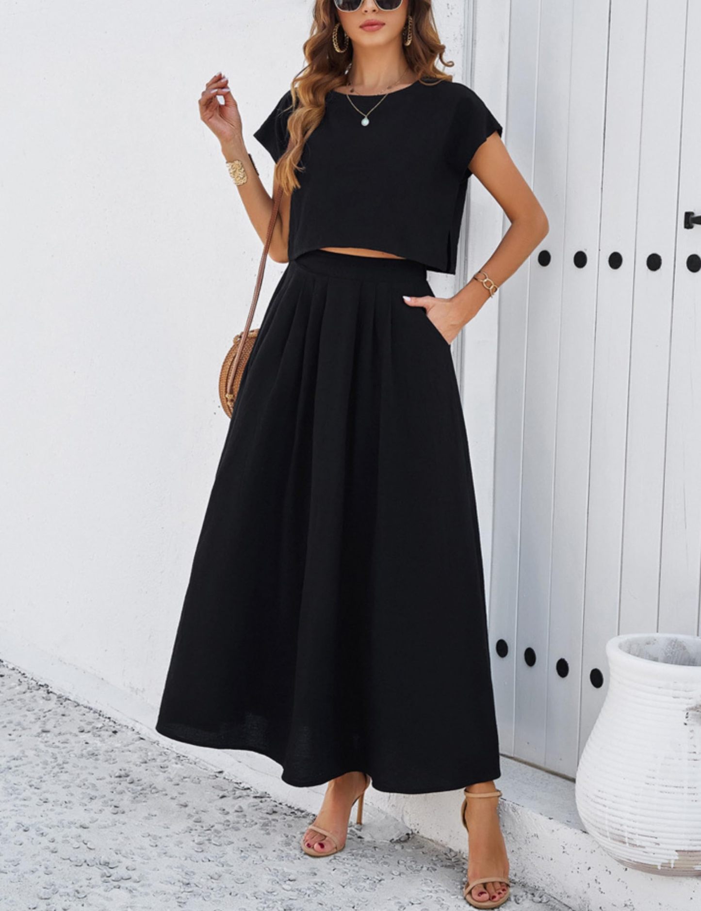 Women's Cap Sleeve Top Long Dress Set(Buy 2 Free Shipping)