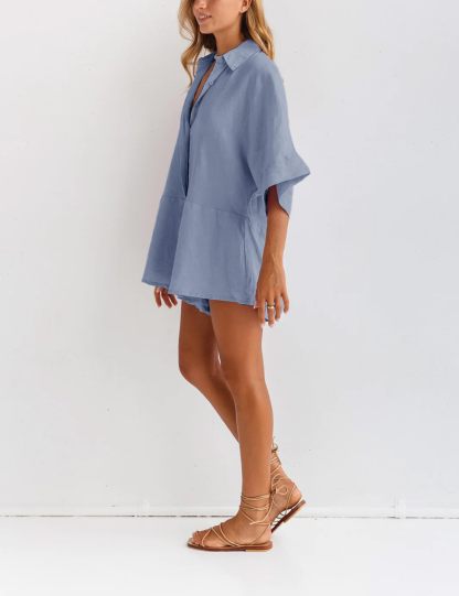 Women's V-neck Half-button Jumpsuit（Buy 2 Free Shipping）