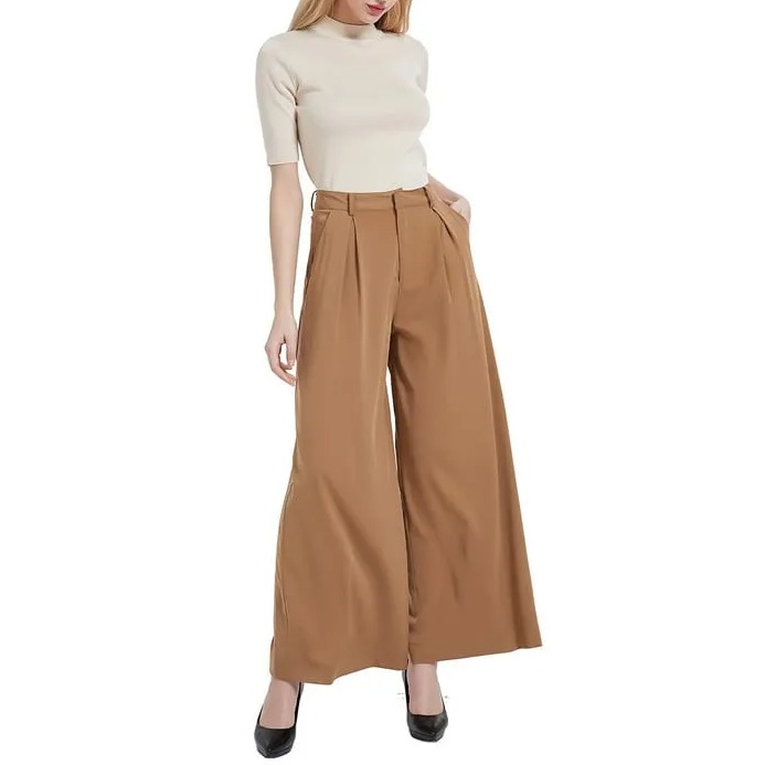 Women Wide Leg High Waist Pants-Pink Laura