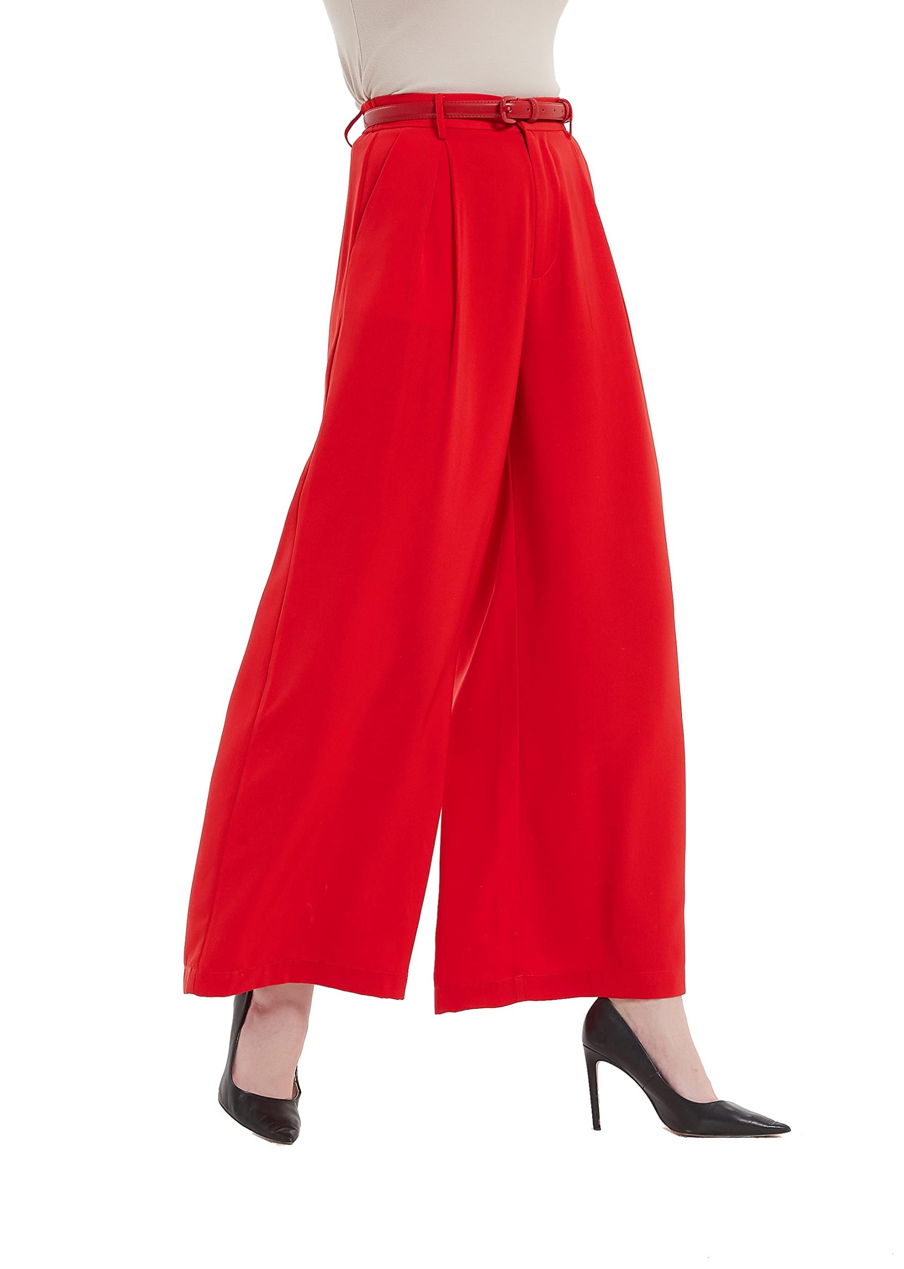 Women Wide Leg High Waist Pants-Pink Laura