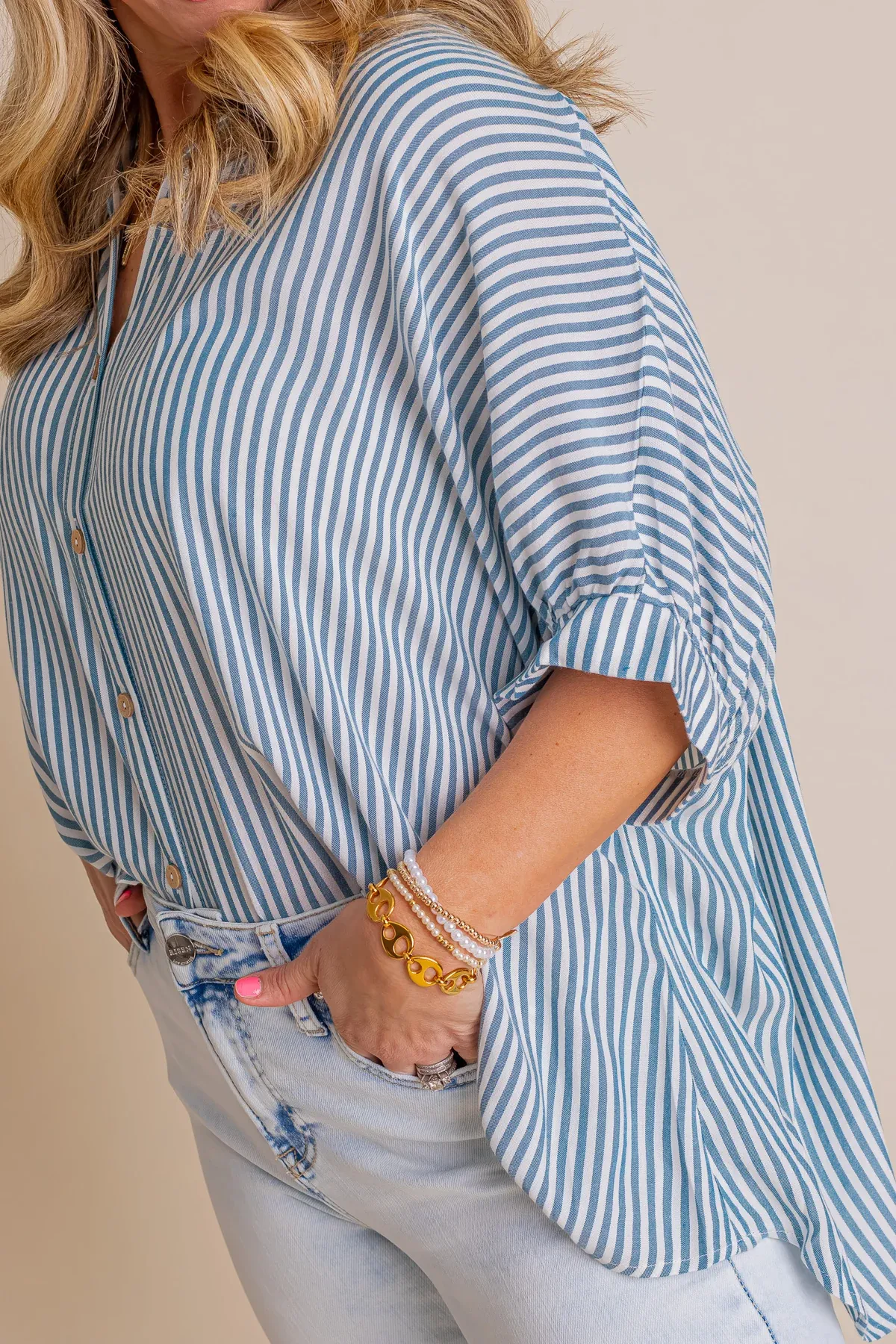 2024 New Oversized Striped Loose Button-down Shirt(Buy 2 10% OFF)