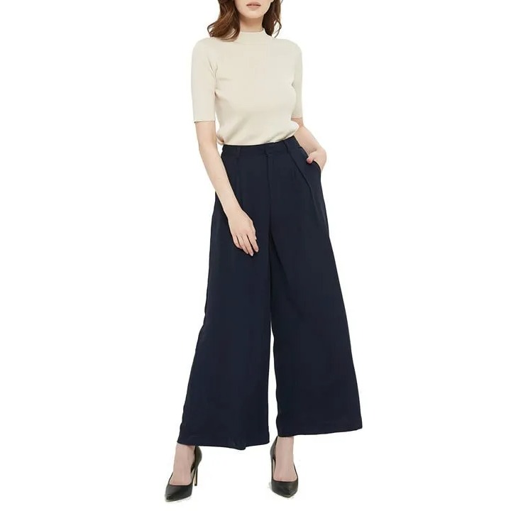 Women Wide Leg High Waist Pants-Pink Laura