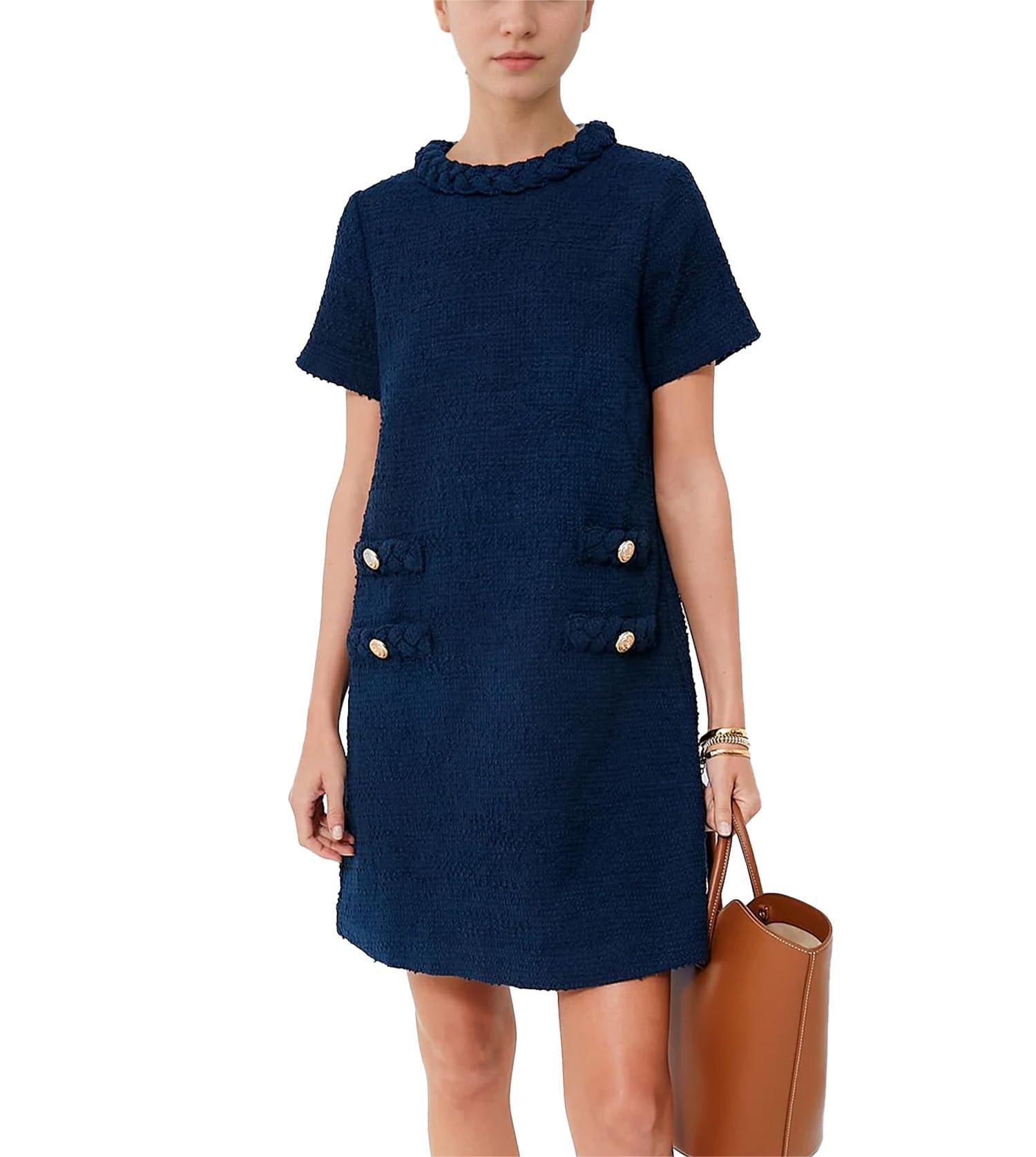 Women's Tweed Round Neck Short Sleeve Dress（buy 2 free shipping）