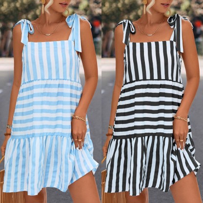 Babydoll Striped Strappy Dress(Buy 2 Free Shipping)
