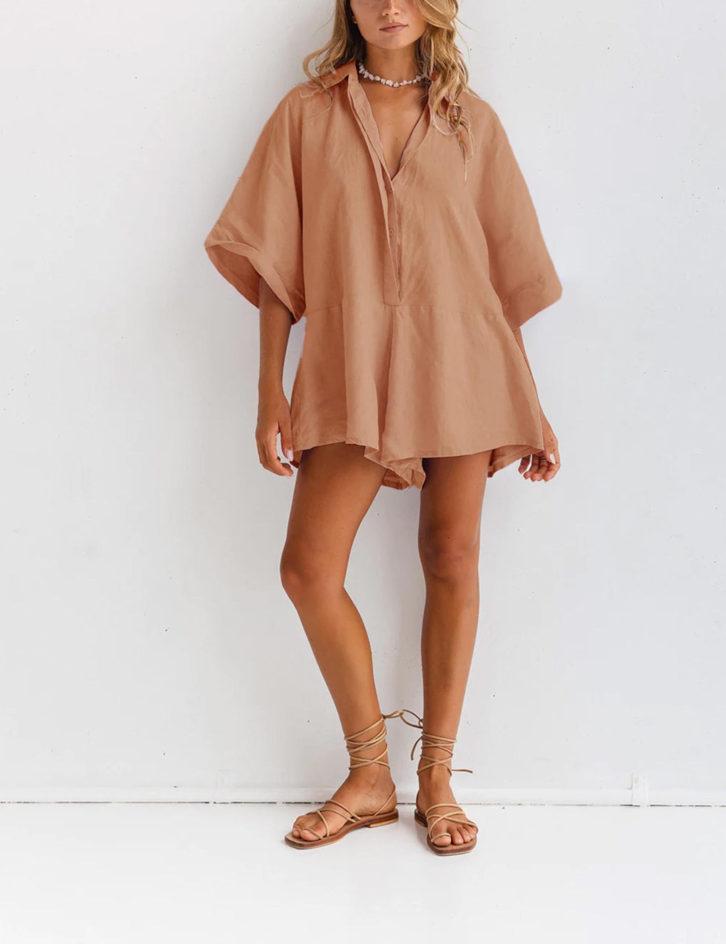 Women's V-neck Half-button Jumpsuit（Buy 2 Free Shipping）