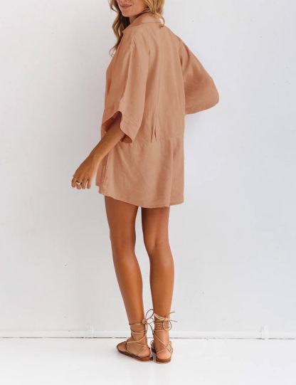 Women's V-neck Half-button Jumpsuit（Buy 2 Free Shipping）