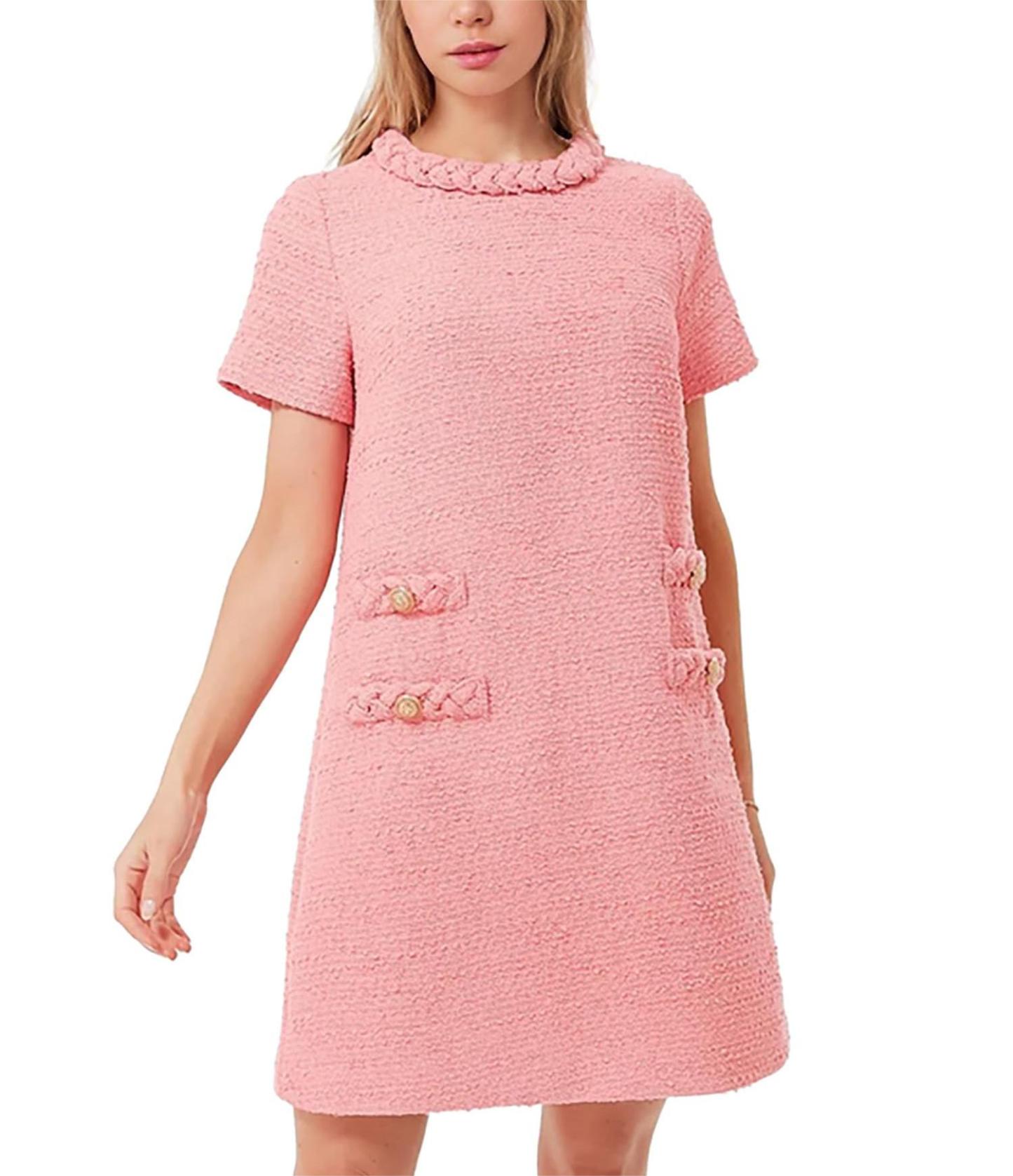 Women's Tweed Round Neck Short Sleeve Dress（buy 2 free shipping）