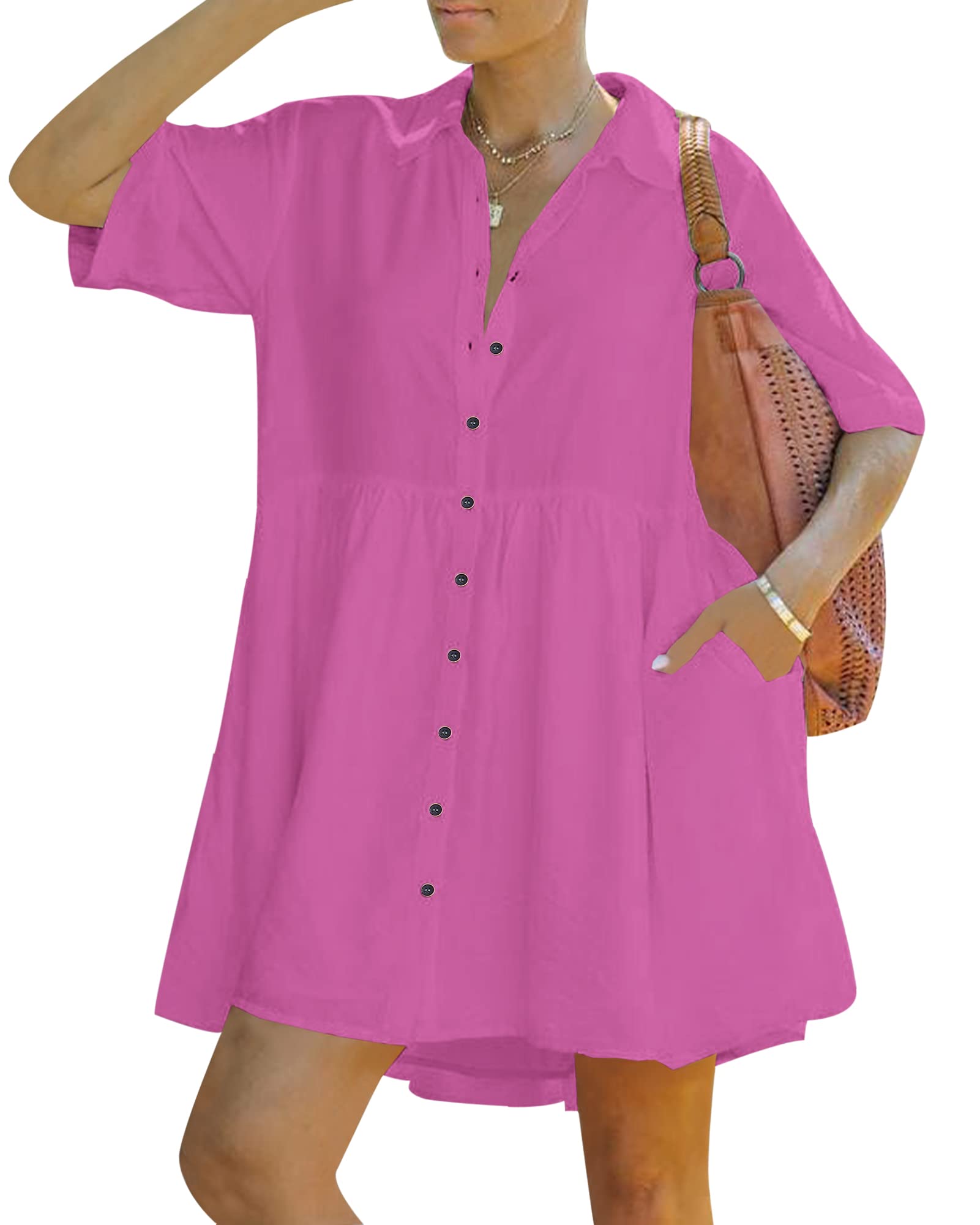 Women's Babydoll Button Dress With Pockets(Buy 2 Free Shipping)