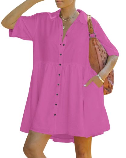 Women's Babydoll Button Dress With Pockets(Buy 2 Free Shipping)