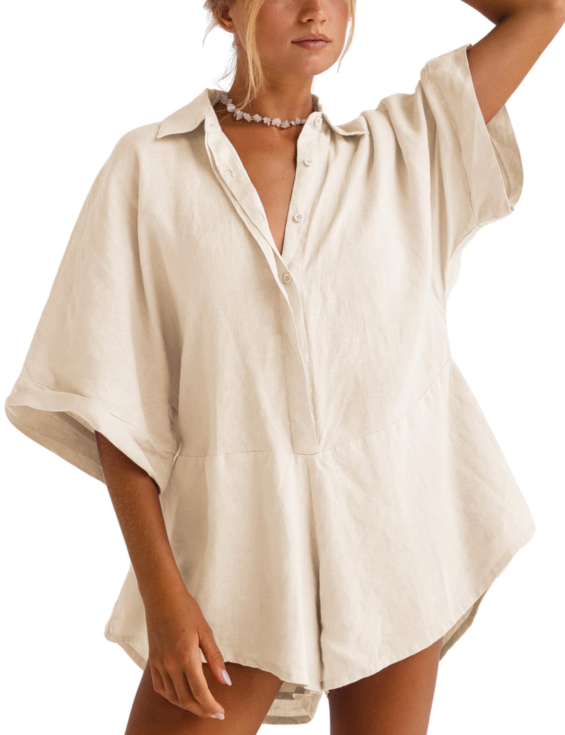 Women's V-neck Half-button Jumpsuit（Buy 2 Free Shipping）