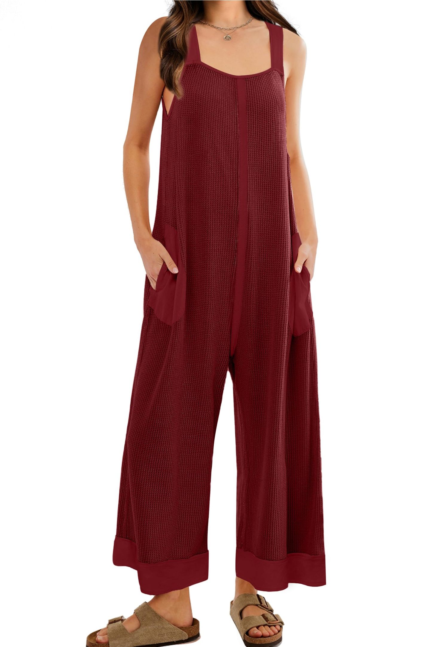 2024 New Women's Waffle Knit Wide Leg Jumpsuits(Buy 2 10% OFF)