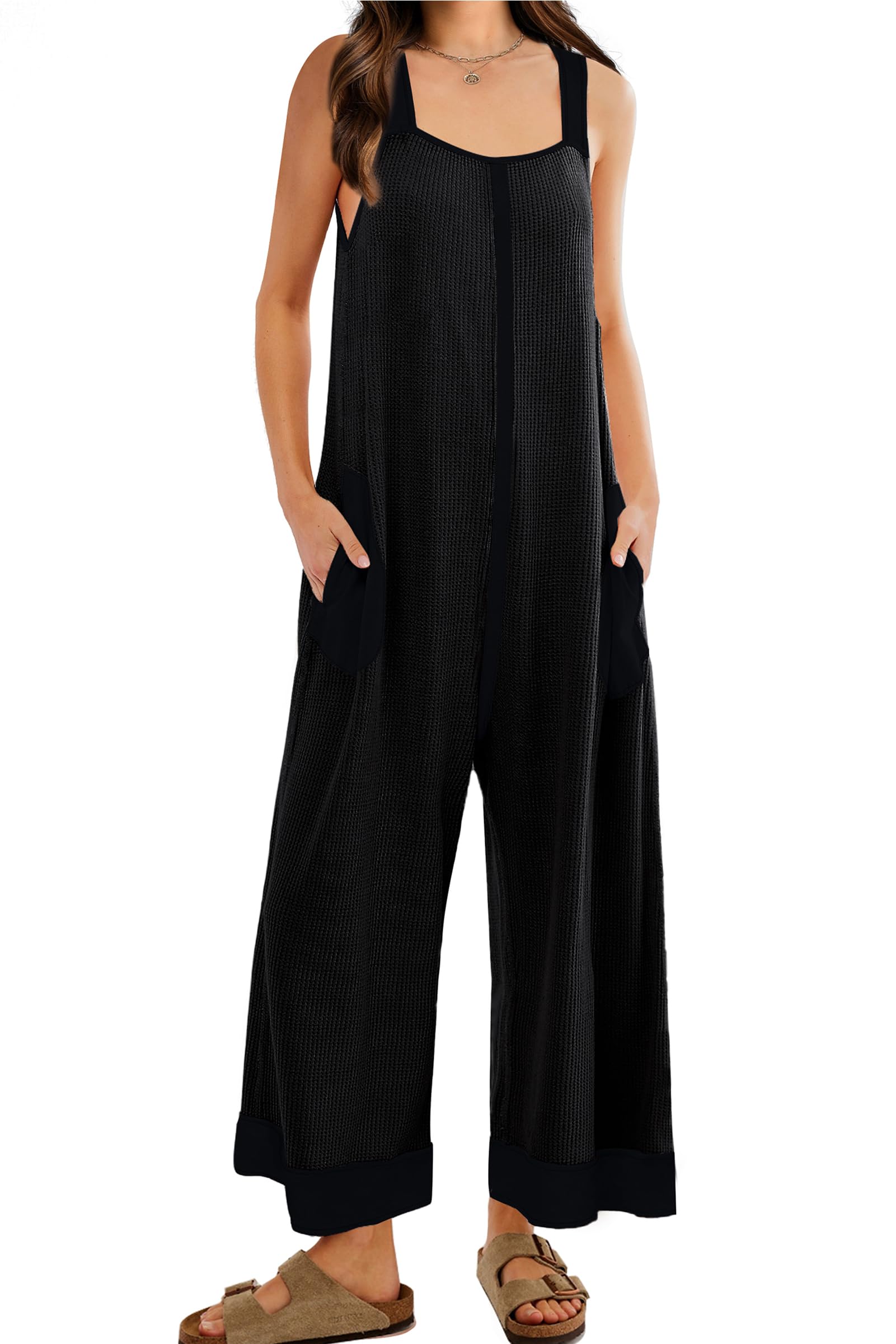 2024 New Women's Waffle Knit Wide Leg Jumpsuits(Buy 2 10% OFF)